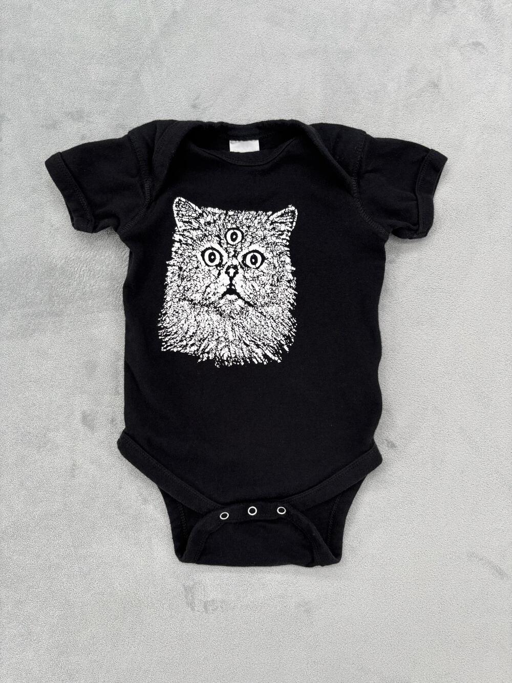 Baby One-Piece 12-18 Months Black Cat Graphic 100% Cotton Jersey Coverall Snap